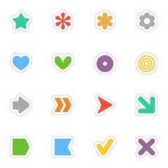Simple vector flat stickers icon set on white