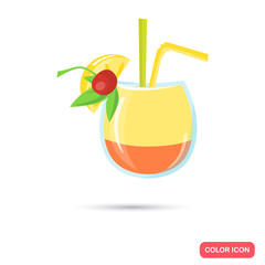 Cocktail color flat icon. Flat design for web and mobile