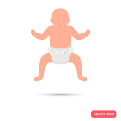 Baby in diaper color icon. Flat design for web and mobile