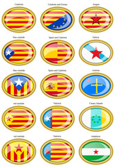 Set of icons. Flags of separatist movements within Spain. 3D.