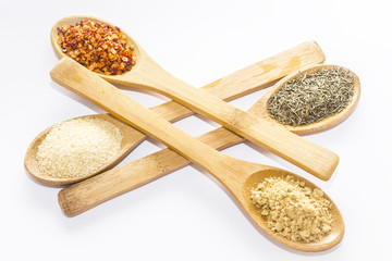 various spices to cook a variety of flavors, ginger, chili, garlic, thyme
