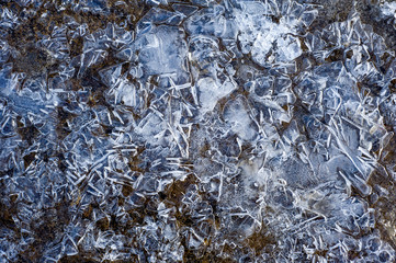 texture, background. Frozen water in a pool, a crust surprising
