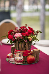 very beautifully decorated hall for wedding celebration