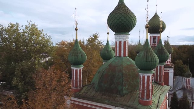 Aerial shot Vladimir Cathedral in Pereslavl-Zalessky, Russia