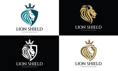 Lion Shield logo design template ,Lion Head logo ,Element for the brand identity ,Vector illustration