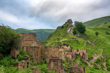 Fototapeta na wymiar Abandoned village Gamsutl in Dagestan
