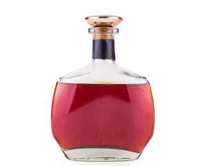 bottle of cognac isolated on white background