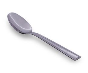 the metal shiny spoon on white