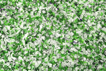 white and green broken glas. recycle background.