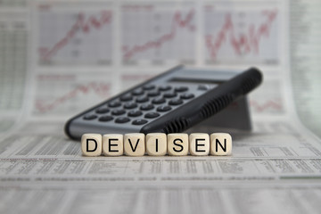 Devisen word built with letter cubes