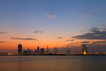 Fototapeta na wymiar Bahrain Skyline durning blue hour after sunset