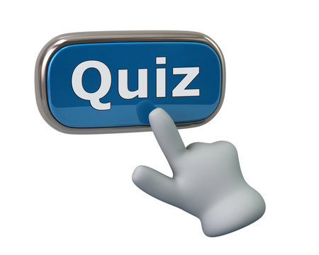 Hand pressing blue quiz button