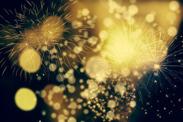 Fototapeta premium Fireworks at New Year and copy space