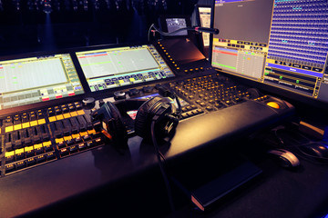 Naklejka premium Professional audio mixing console radio / TV broadcasting