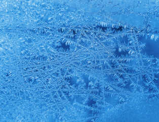 Ice pattern on winter glass