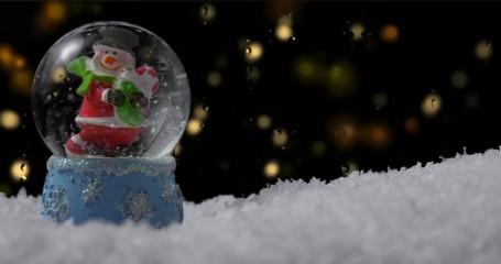 Christmas snow globe with snowman on winter background - Powered by Adobe