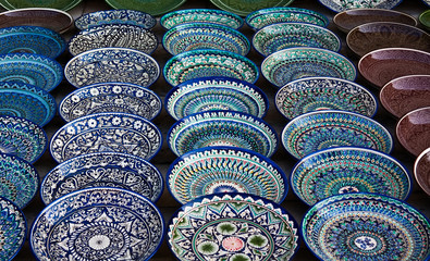 Background of ceramic plates