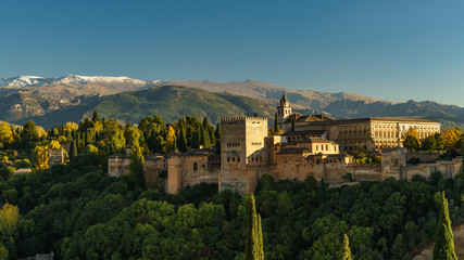 Fototapeta na wymiar Alhambra gardens in autumn colors