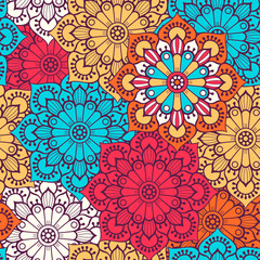 Ethnic floral seamless pattern