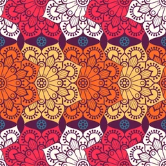 Gordijnen Etnisch bloemen naadloos patroon © visnezh