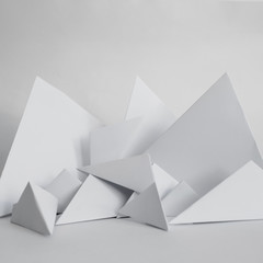 Abstract background of white paper triangles