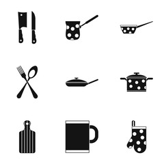 Tableware icons set. Simple illustration of 9 tableware vector icons for web