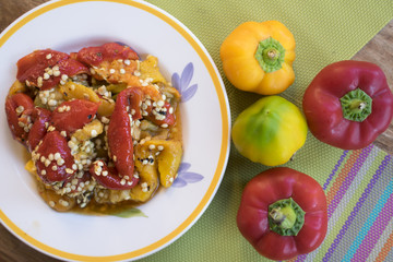 grilled pepper. flat lay