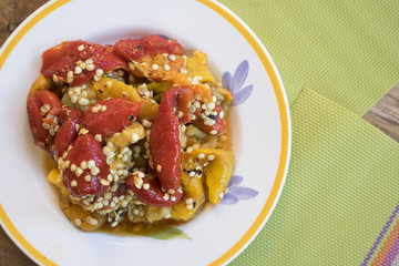 roasted bell peppers.flat lay