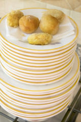 variety of fried appetisers on a pile of dish