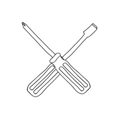 contour with screwdrivers flat and phillips vector illustration