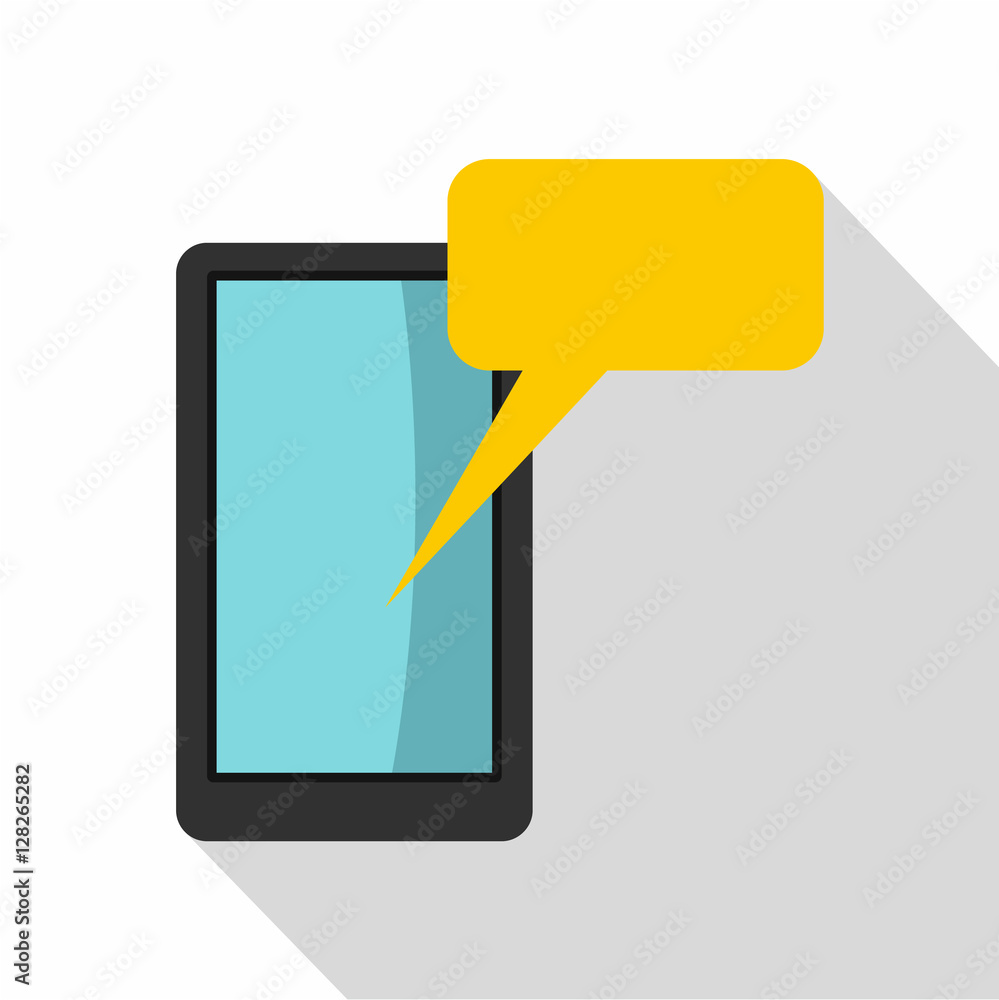 Aufkleber Smartphone with bubble speech icon. Flat illustration of smartphone with bubble speech vector icon for web isolated on white background