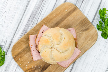 Fresh made Meat Loaf on rustic background