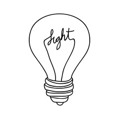 silhouette contour bulb with resistance in shape word of light vector illustration