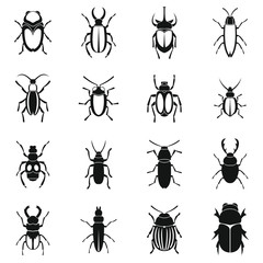 Bugs icons set. Simple illustration of 16 bugs vector icons for web