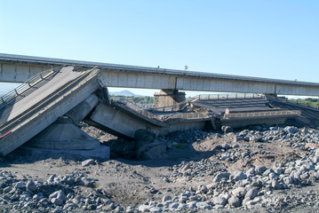 Destroyed highway of La Reunion island