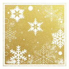 Golden background pattern of snowflakes Christmas card