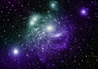 Stars, dust and gas nebula in a far galaxy