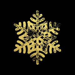 Sparkling glittering Snowflake ornament of golden glitter