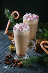 Christmas Cafe latte with marshmallow
