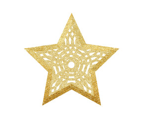 Obraz premium Golden Christmas star isolated on white background