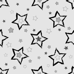 Abstract seamless pattern for girls, boys, clothes. Creative vector background with stars, geometric figures,stripes, dots.Funny wallpaper for textile and fabric. Fashion style. Colorful bright.