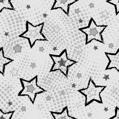 Abstract seamless pattern for girls, boys, clothes. Creative vector background with stars, geometric figures,stripes, dots.Funny wallpaper for textile and fabric. Fashion style. Colorful bright.