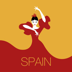 Flamenco Dancer woman. Logo spanish flamenco. - obrazy, fototapety, plakaty