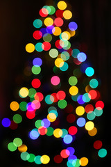 Unfocused Bright lights of Christmas Tree