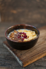 Breakfast bowl with fruits, nuts and seeds