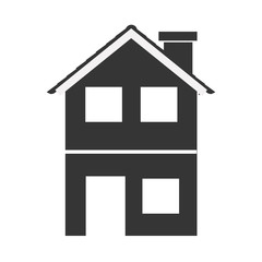 silhouette with monochrome house of two floors vector illustration