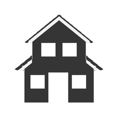 silhouette with monochrome house of two floors vector illustration