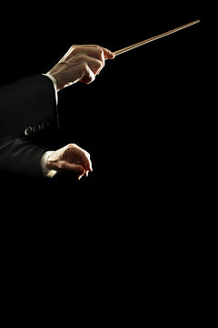 Orchestra conductor music hands isolated