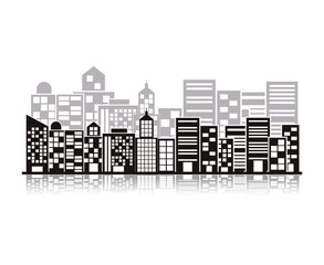 monochrome building and city illustration scene vector illustration