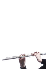 Flute instrument Hands playing flute music © Alenavlad